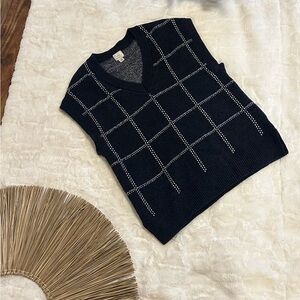 Black Checkered Knit Vest
